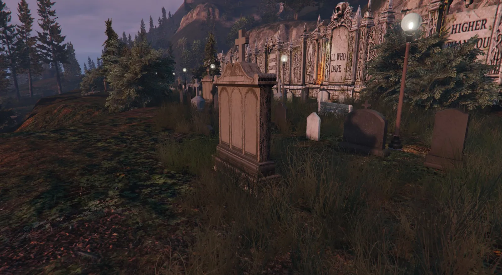 The family cemetery and its old gravestones.